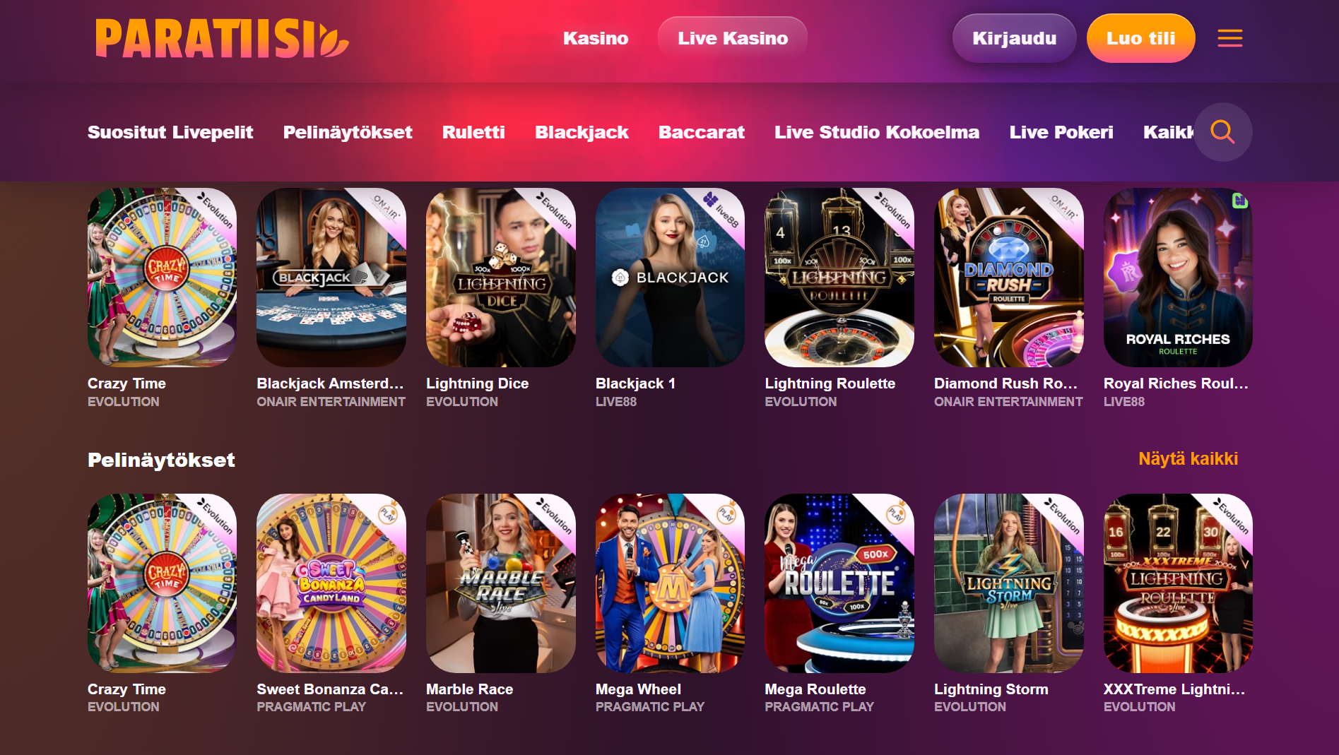 Paratiisi Live Casino