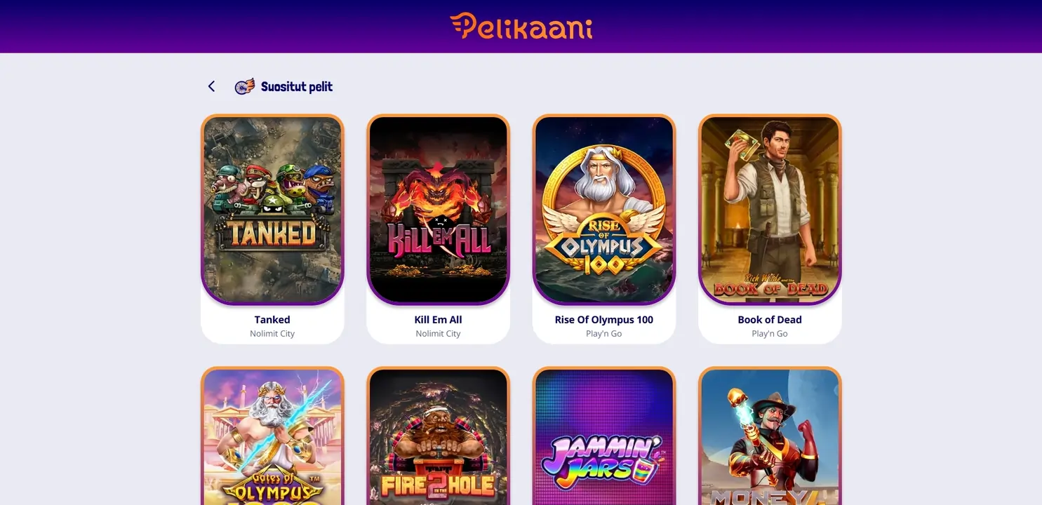 Pelivalikoima Pelikaani Casinolla