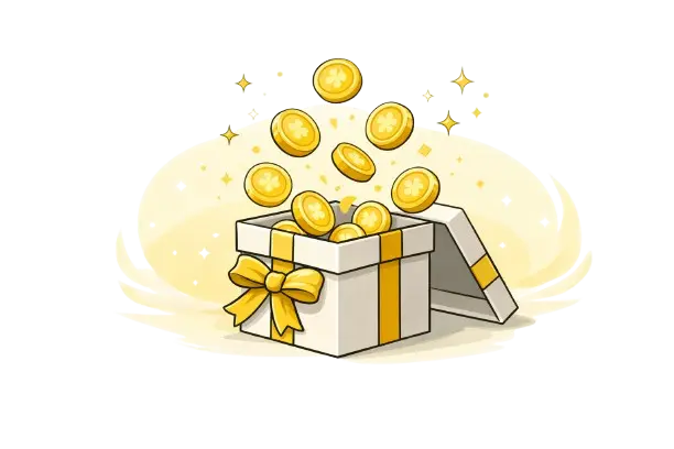 Nettikasinolla jaettavia bonuksia kuvaava kuvitus