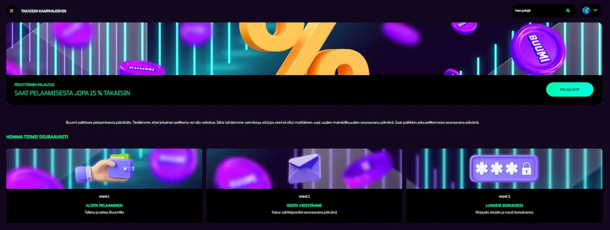 Buumi Casino cashback