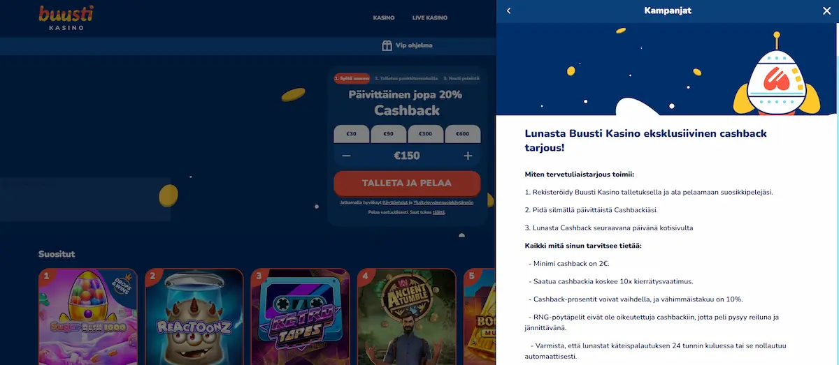Buusti Casino cashback
