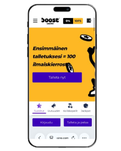 Boost Casino pelisivun mobiilinäkymä