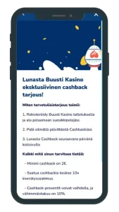Buusti Casino cashback mobiilissa