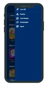 Buusti Casino valikko mobiilissa