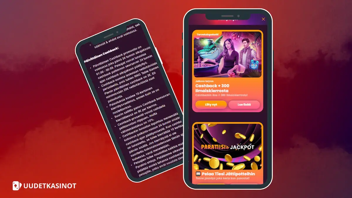 Paratiisi Casinon cashback bonus