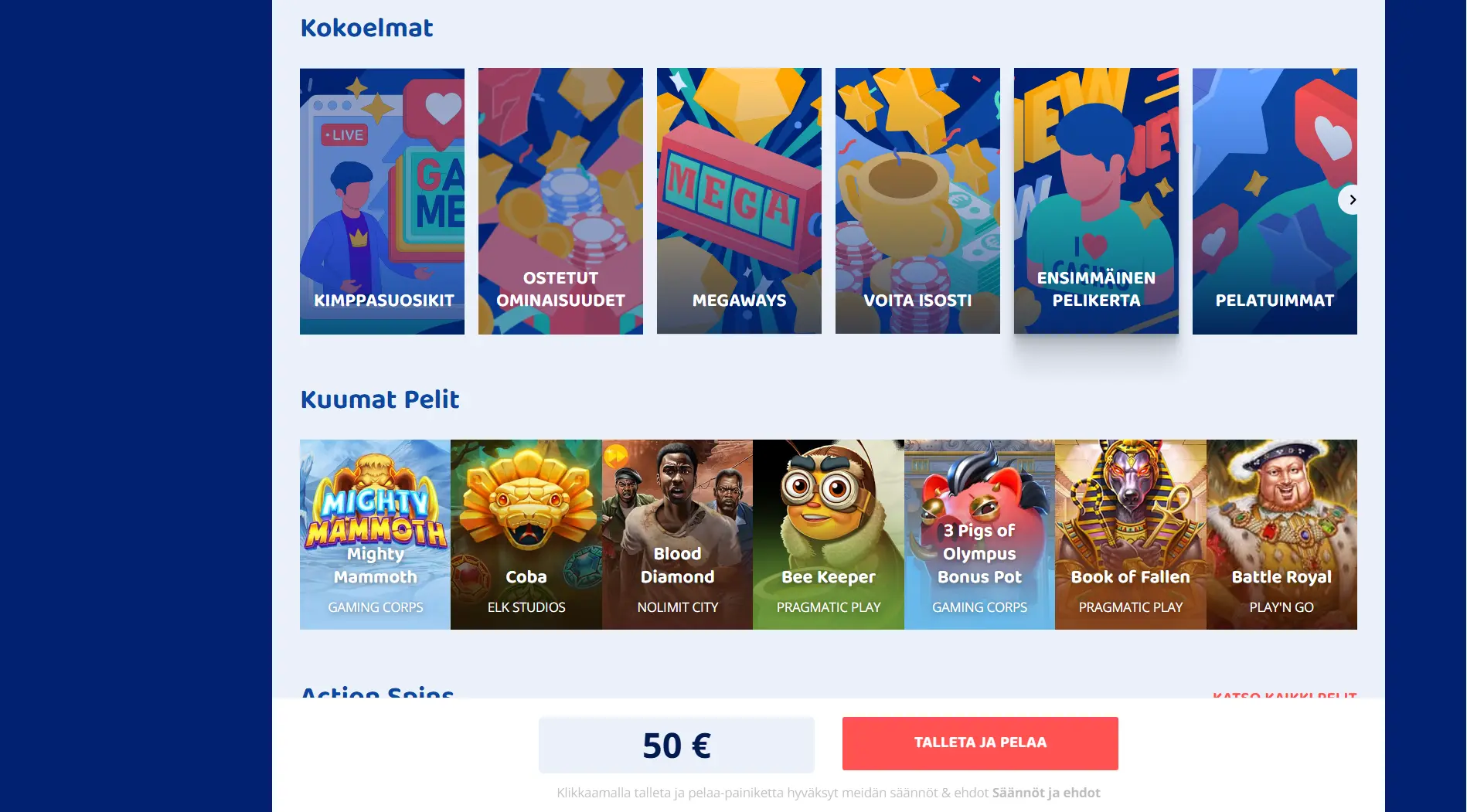 Casinobud Casinon pelikokoelmat