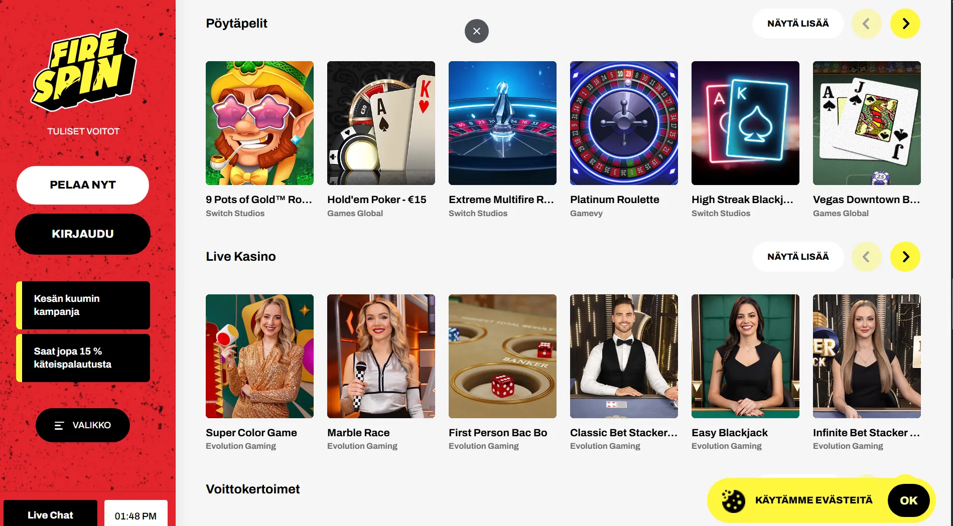 fire spin casino bet