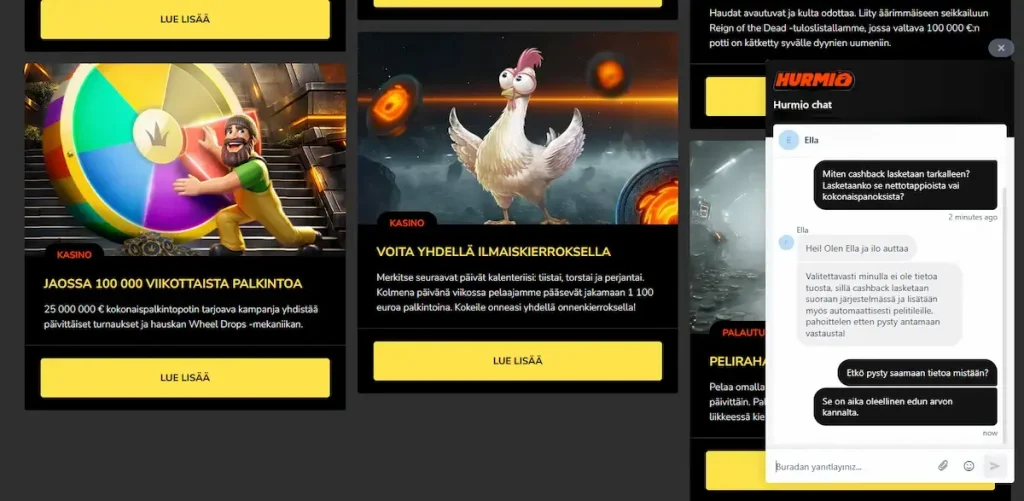 Hurmio Casinon asiakaspalvelu