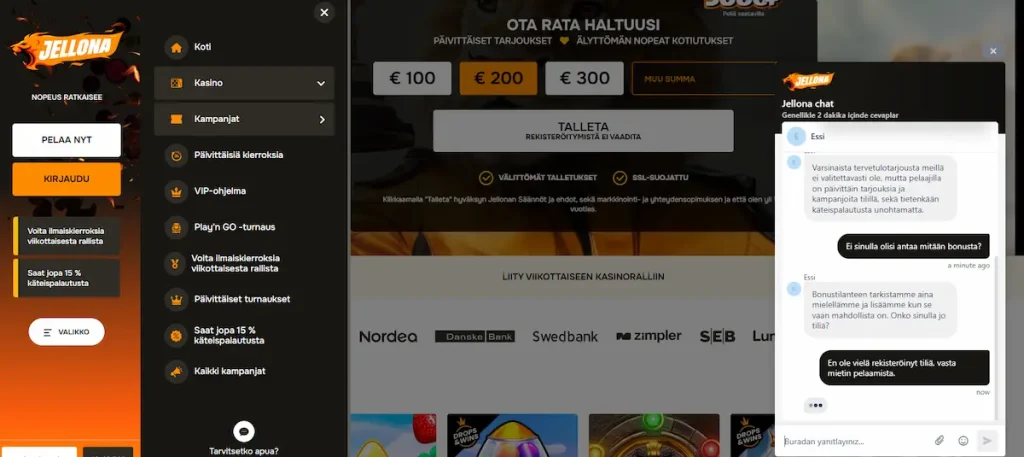 Jellona Casinon asiakaspalvelu
