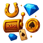 Kasinopelejä ja jackpot-voittoja kuvaavat ikonit