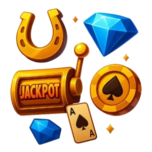Kasinopelejä ja jackpot-voittoja kuvaavat ikonit