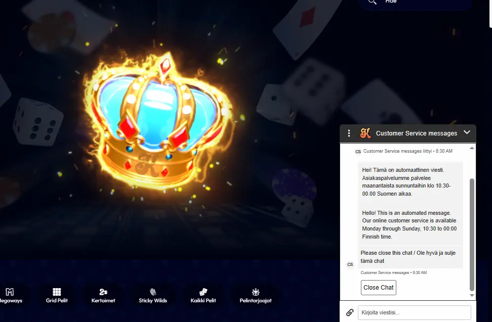 Kunkku Casino asiakaspalvelu
