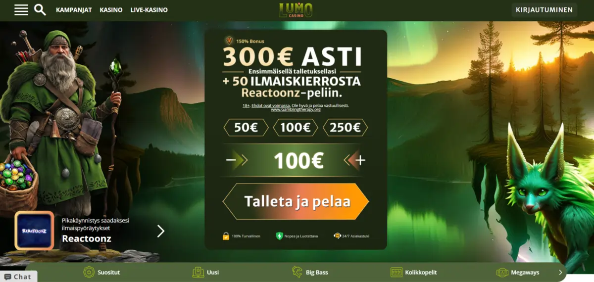 Lumo Casino peliaula ja tervetulobonus