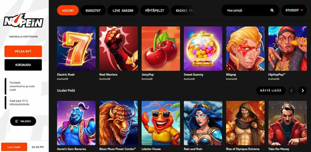 Nopein Casino peliaula ja kolikkopelit