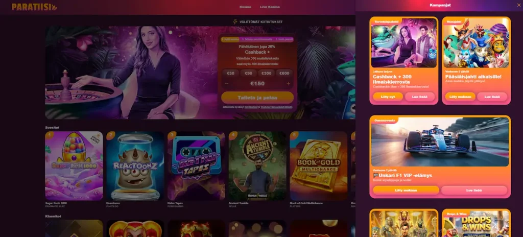 Paratiisi Casinon kampanjat