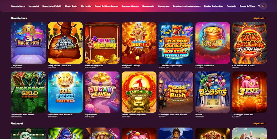 Paratiisi Casinon pelivalikoima