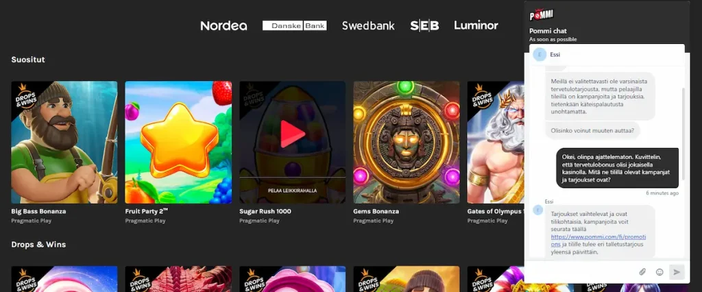 Pommi Casino asiakaspalvelu