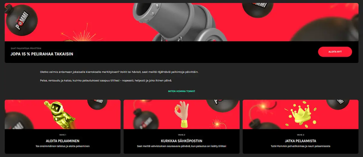 Pommi Kasino cashback
