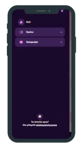 Possu Casino valikko mobiilissa