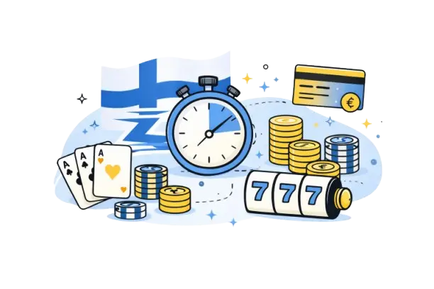 Havainnekuva suomalaisesta pikakasinosta, jossa korostuvat nopeus, maksutavat ja kasinopelit