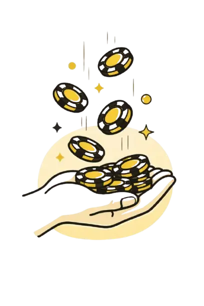 K&auml;si, jonka p&auml;&auml;ll&auml; leijailee pelimerkkej&auml;