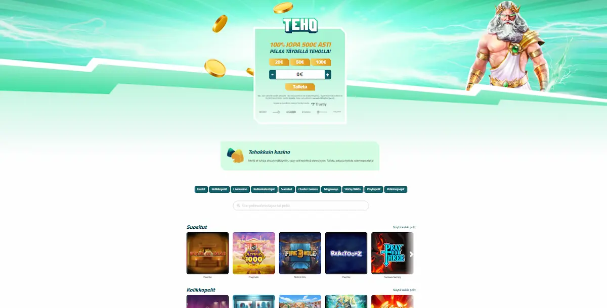 Teho Kasinon peliaula ja parhaat kolikkopelit