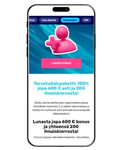 Vauhdikas Casinon tervetulobonus mobiilissa