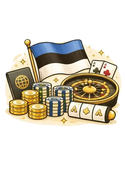 Virolaisia nettikasinoita symboloiva kuvitus