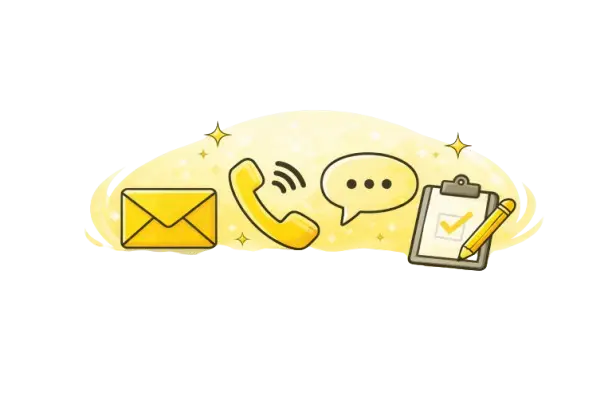 Yhteystiedot kuvitus, s&auml;hk&ouml;posti, puhelin ja viestikuvakkeet